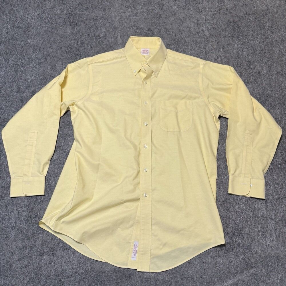 Brooks Brothers Dress Shirt Mens 15.5 Yellow Traditional Fit Non Iron Supima